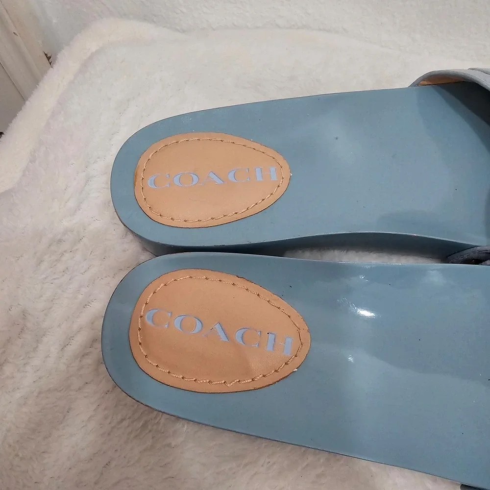 Coach Bleeker Suede Blue Sandals Women's Size 8 - Picture 5 of 7